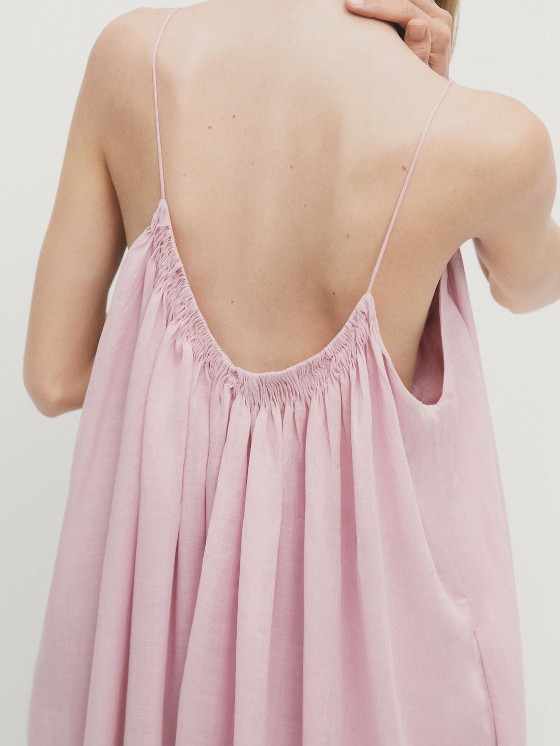 Massimo Dutti Long With Gathered Detail Women Dress Pink | US-QB5072318