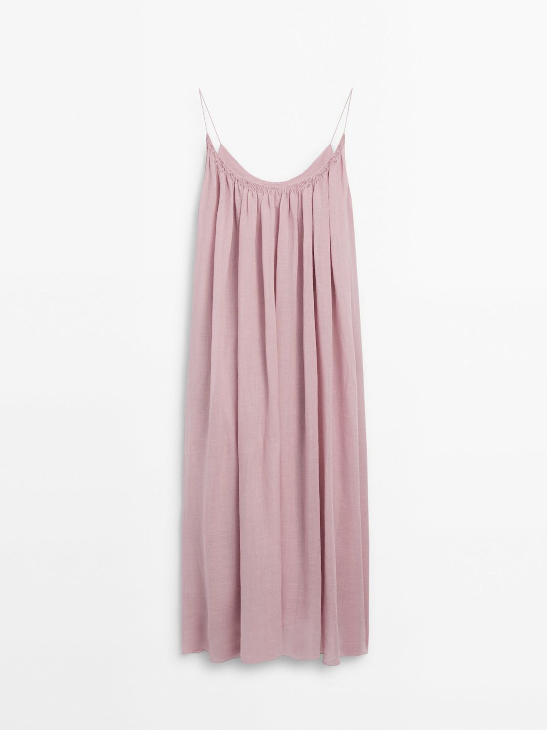 Massimo Dutti Long With Gathered Detail Women Dress Pink | US-QB5072318