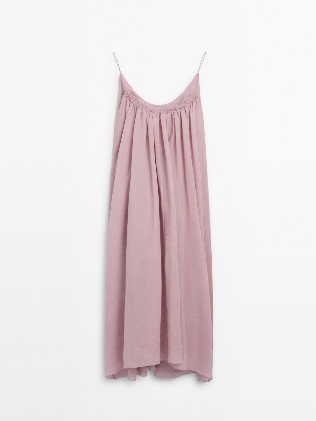 Massimo Dutti Long With Gathered Detail Women Dress Pink | US-QB5072318