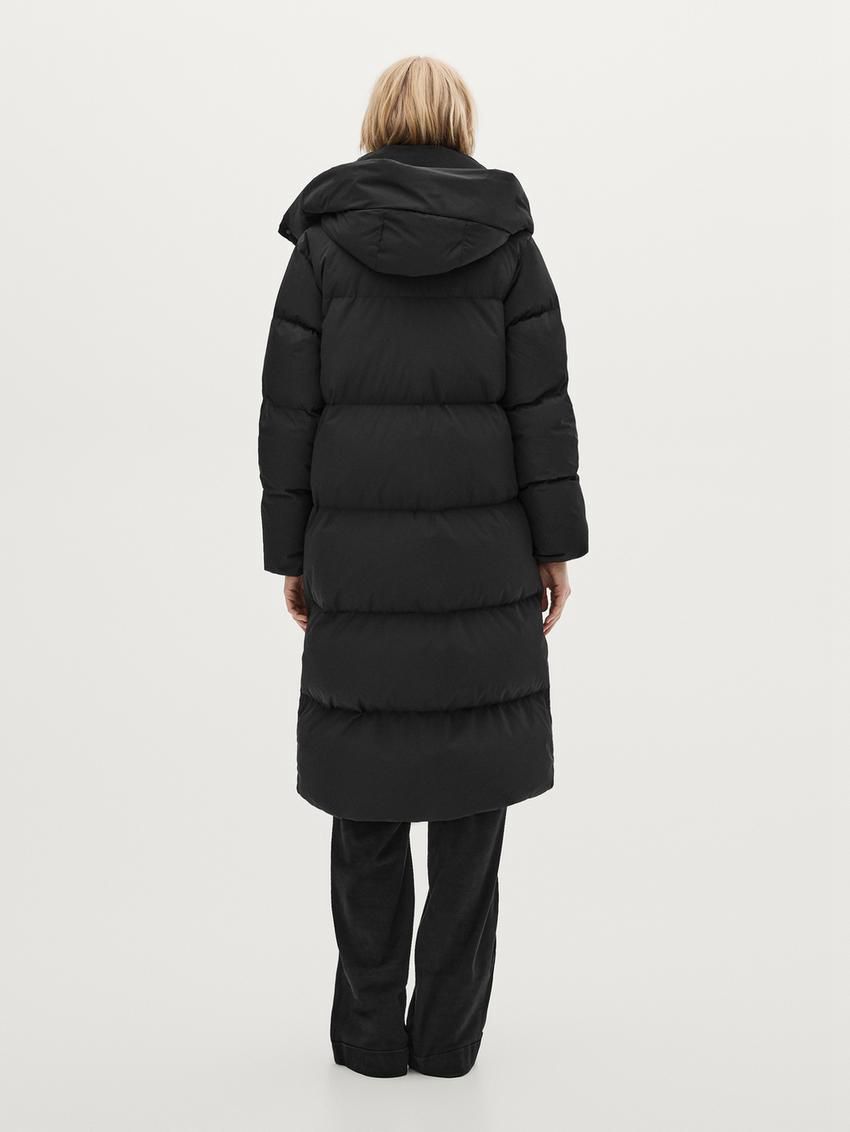 Massimo Dutti Long With Hood Women Puffer Jacket Black | US-ZV1802476