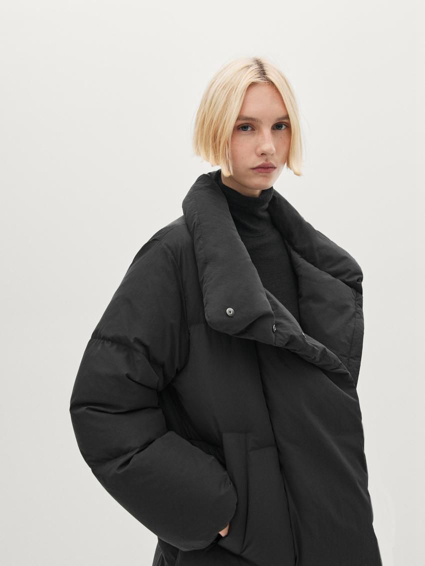 Massimo Dutti Long Women Puffer Jacket Black | US-IU0715483