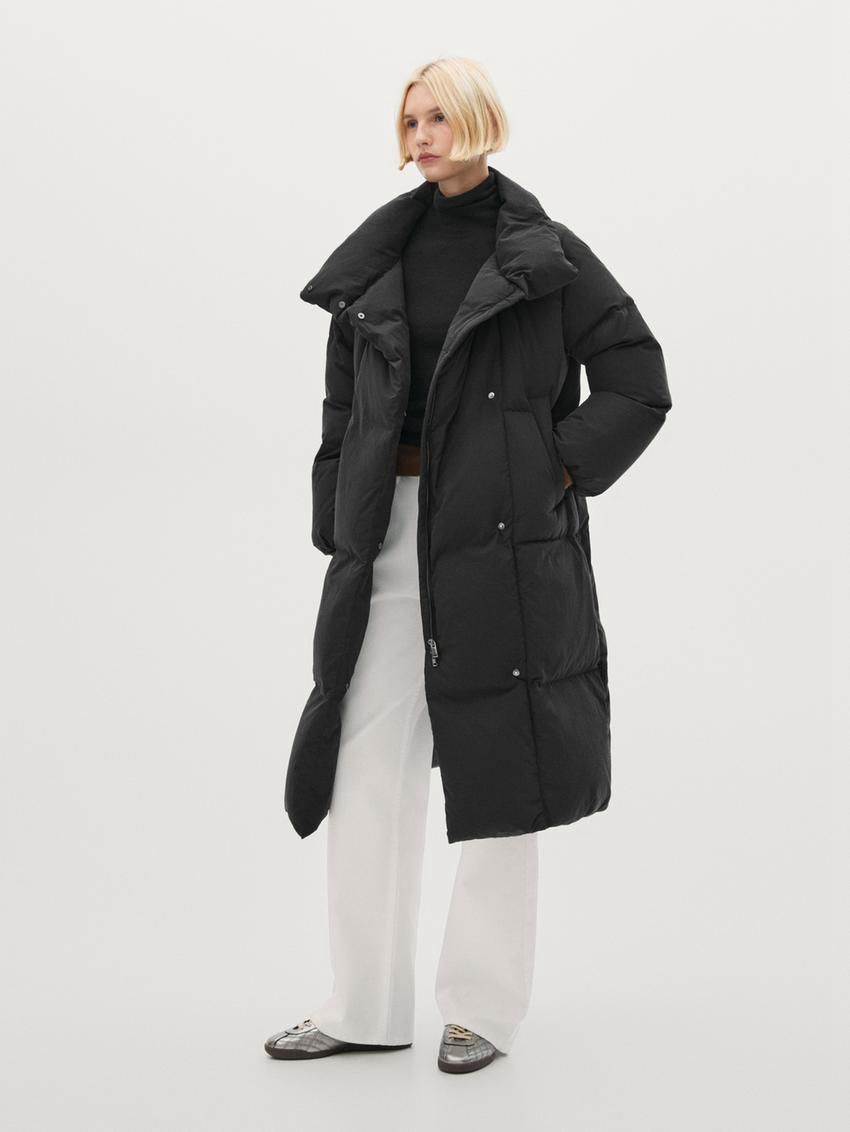 Massimo Dutti Long Women Puffer Jacket Black | US-IU0715483