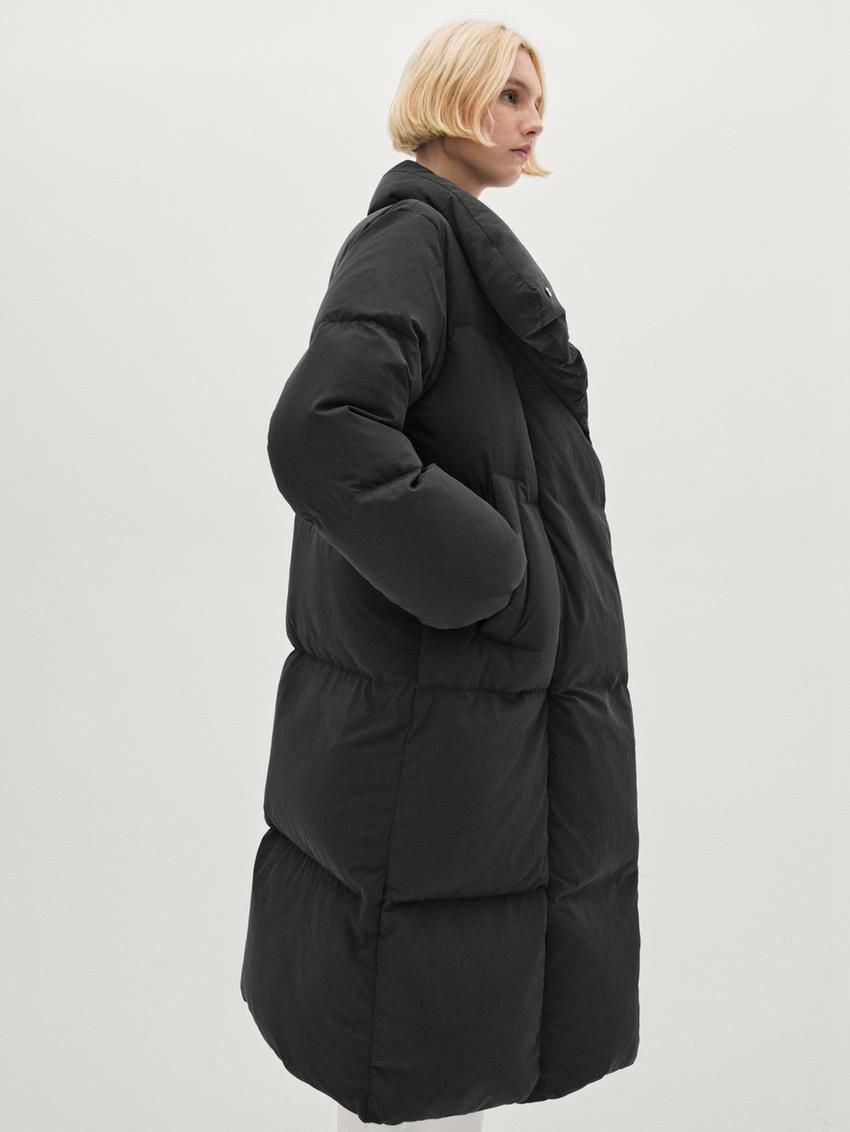Massimo Dutti Long Women Puffer Jacket Black | US-IU0715483