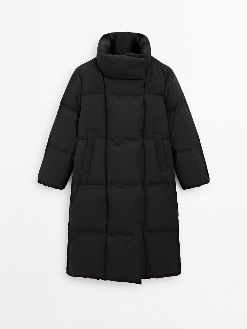 Massimo Dutti Long Women Puffer Jacket Black | US-IU0715483