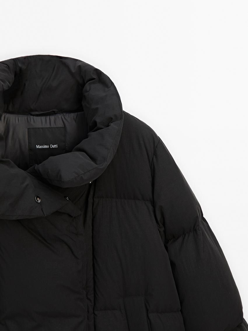 Massimo Dutti Long Women Puffer Jacket Black | US-IU0715483