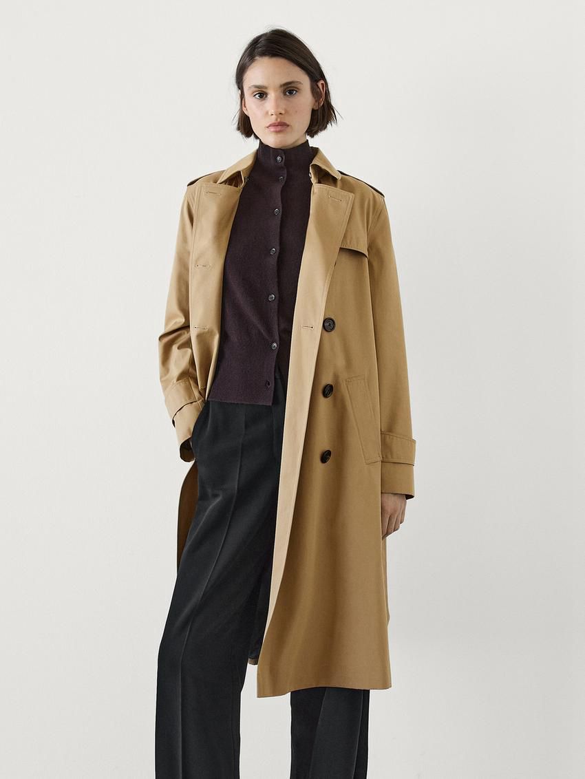 Massimo Dutti Long Women Trench Coat Brown | US-ND4587693