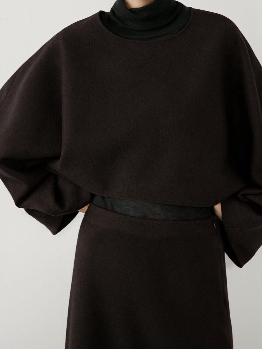 Massimo Dutti Long Wool Blend Women Skirts Dark Brown | US-VF2147598