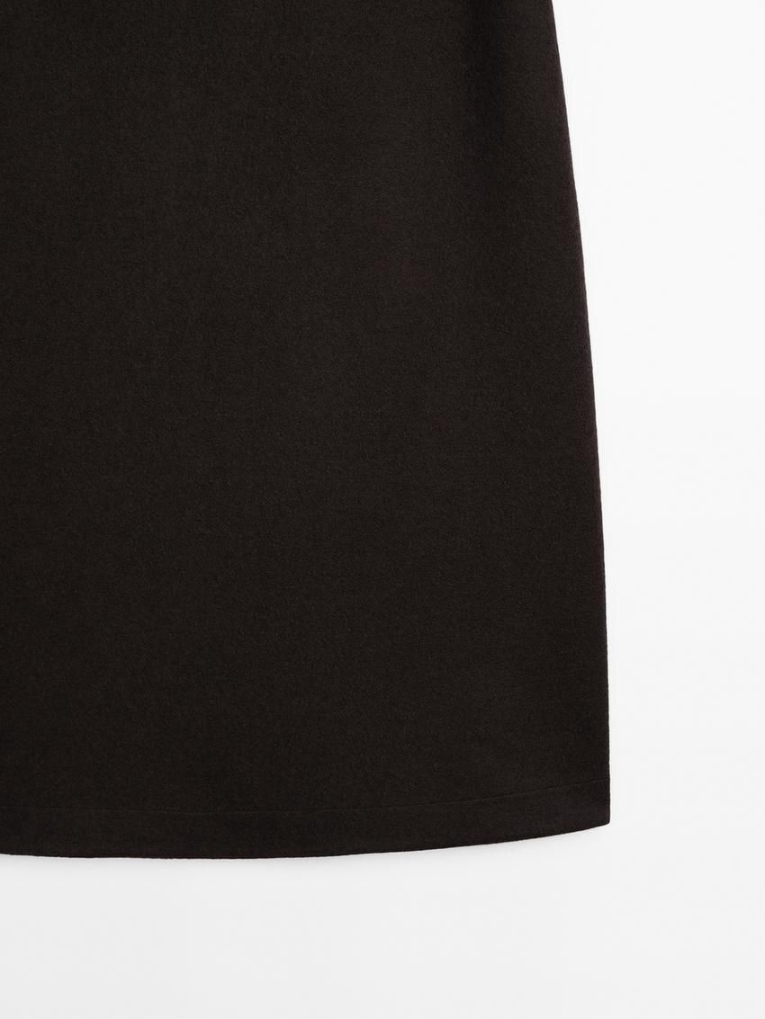 Massimo Dutti Long Wool Blend Women Skirts Dark Brown | US-VF2147598