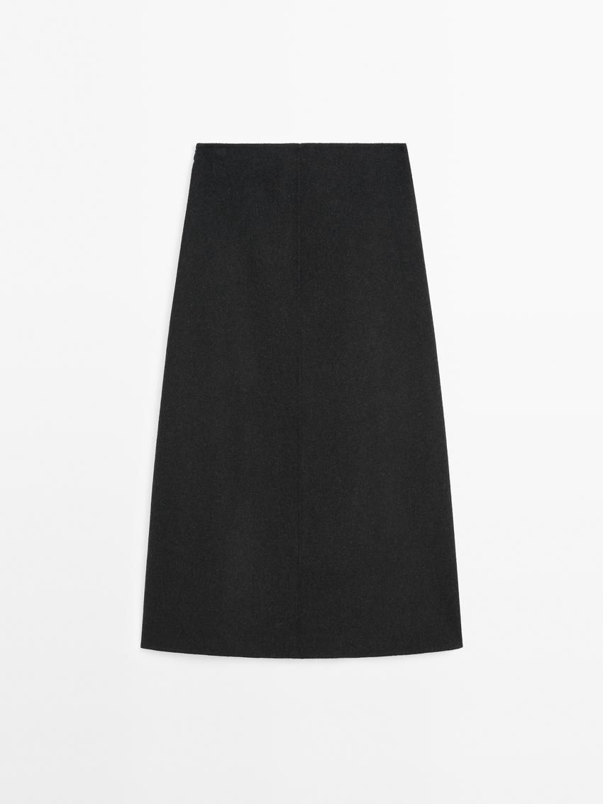 Massimo Dutti Long Wool Blend Women Skirts Black | US-KV9512386