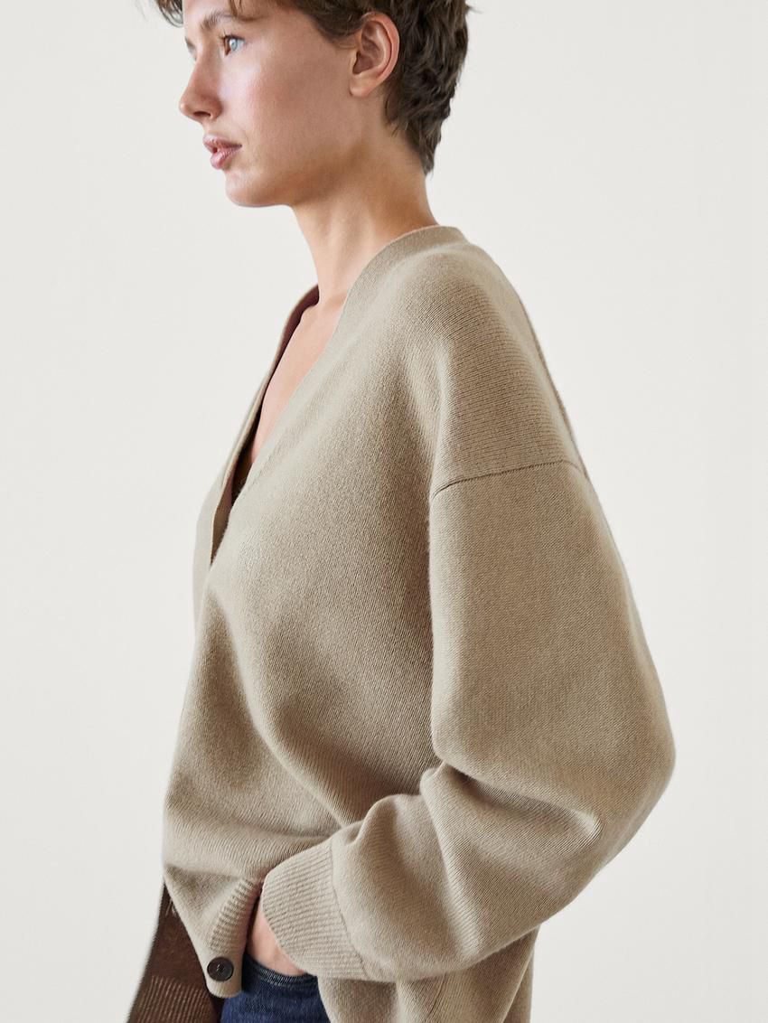 Massimo Dutti Long Wool Knit Women Cardigan Light Green | US-TZ7482309