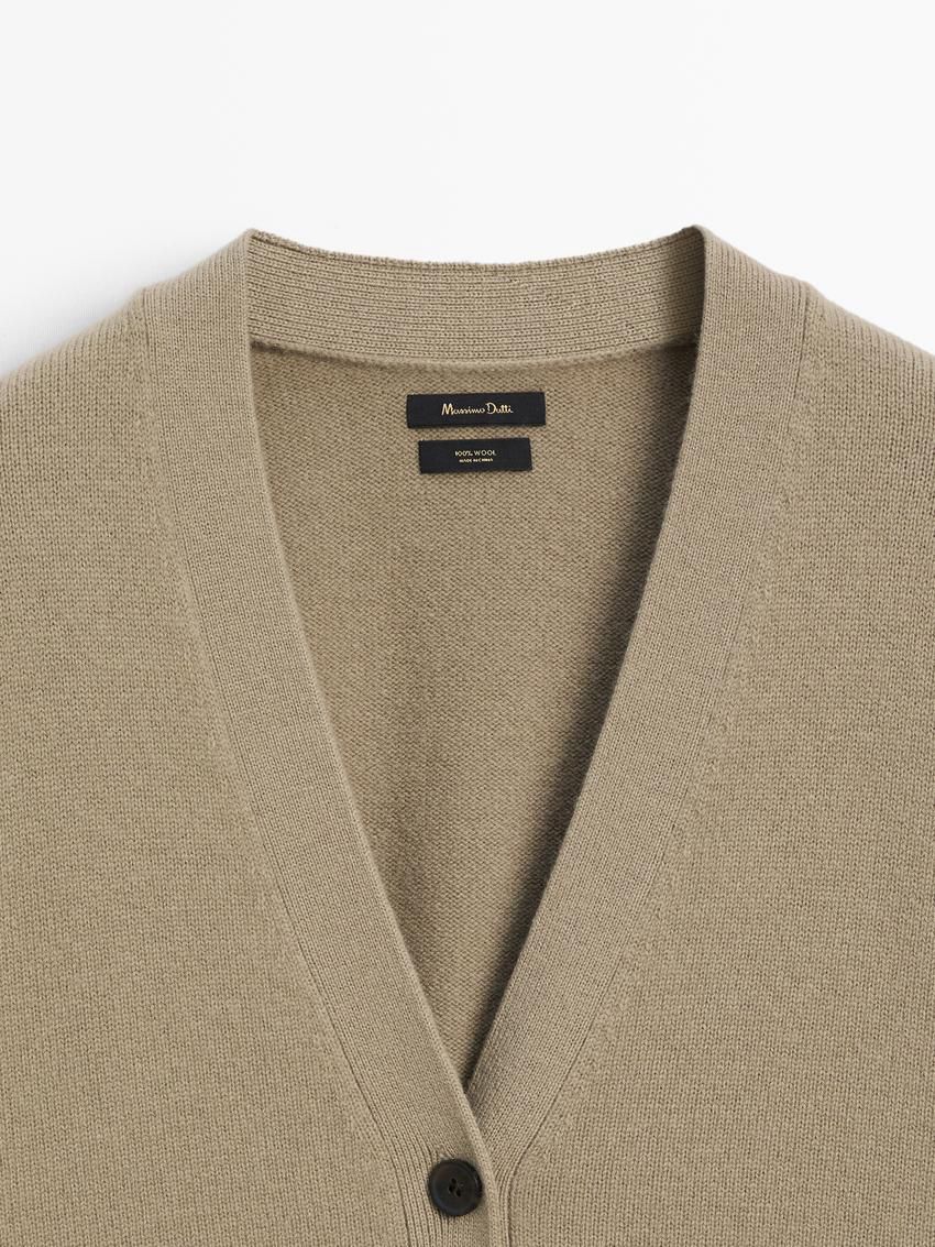 Massimo Dutti Long Wool Knit Women Cardigan Light Green | US-TZ7482309