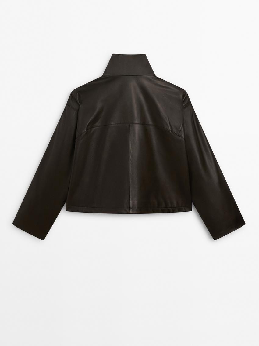 Massimo Dutti Loose-fitting Nappa Women Leather Jacket Black | US-WD1560493