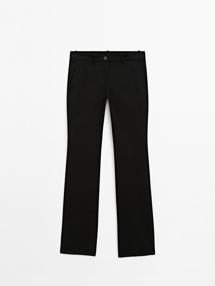 Massimo Dutti Low-rise Slim Fit Flared Women Trousers Black | US-FE0231685