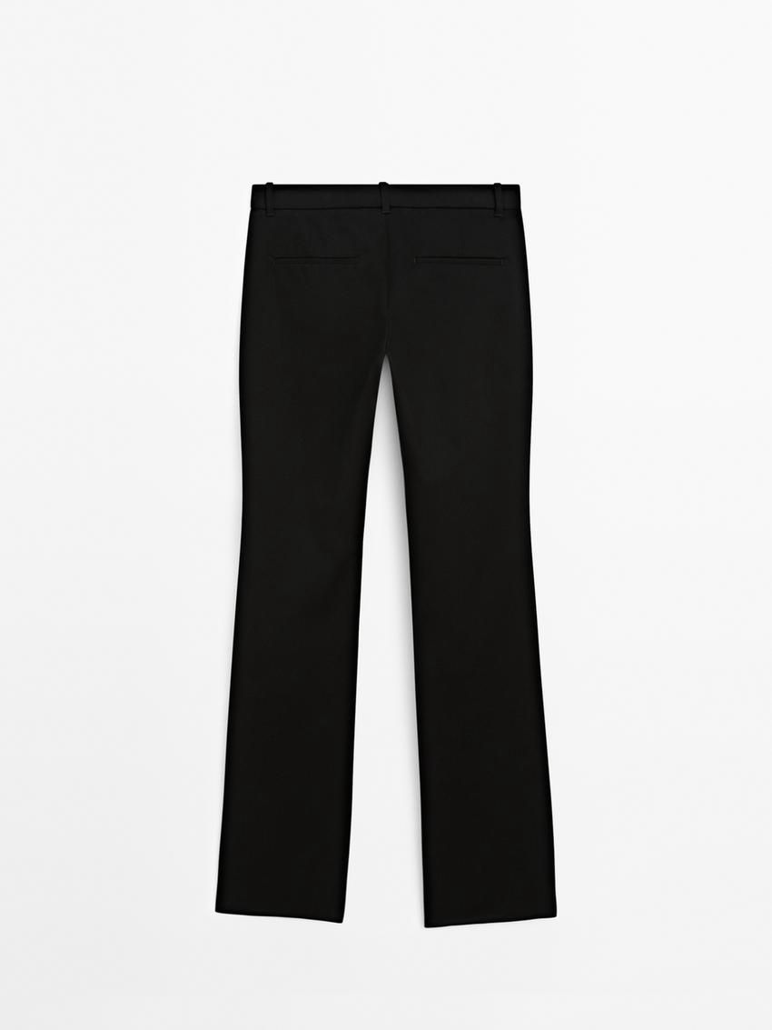Massimo Dutti Low-rise Slim Fit Flared Women Trousers Black | US-FE0231685