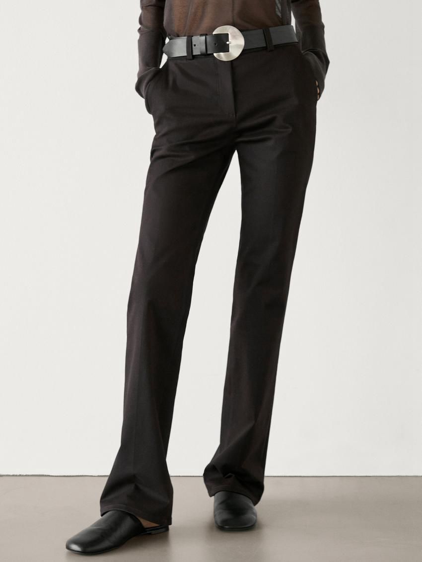 Massimo Dutti Low-rise Slim Fit Flared Women Trousers Chocolate | US-EH5389420