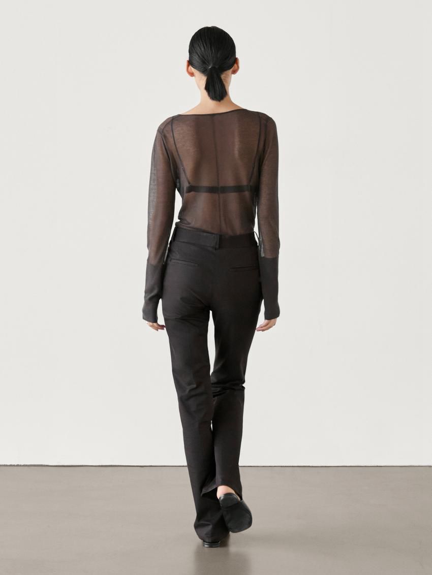 Massimo Dutti Low-rise Slim Fit Flared Women Trousers Chocolate | US-EH5389420