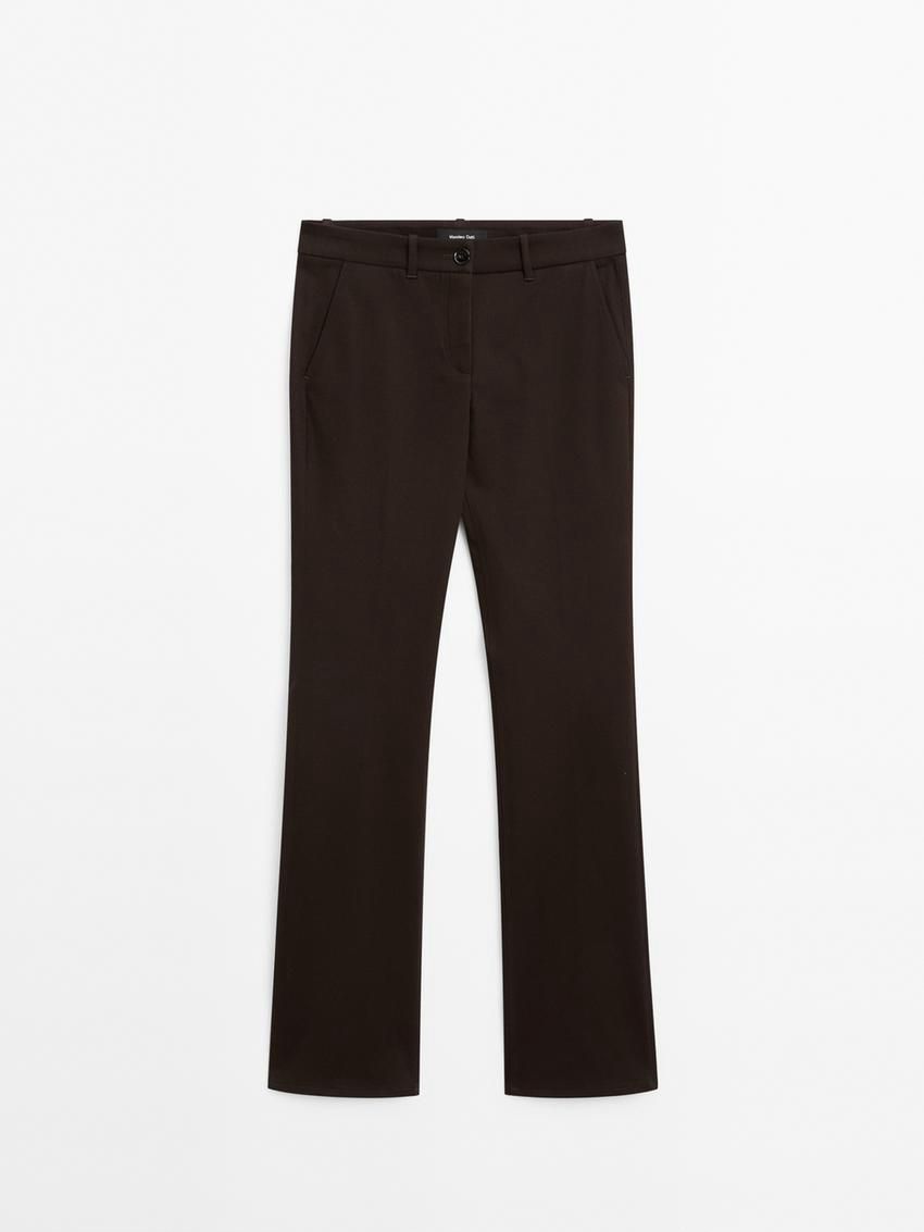 Massimo Dutti Low-rise Slim Fit Flared Women Trousers Chocolate | US-EH5389420