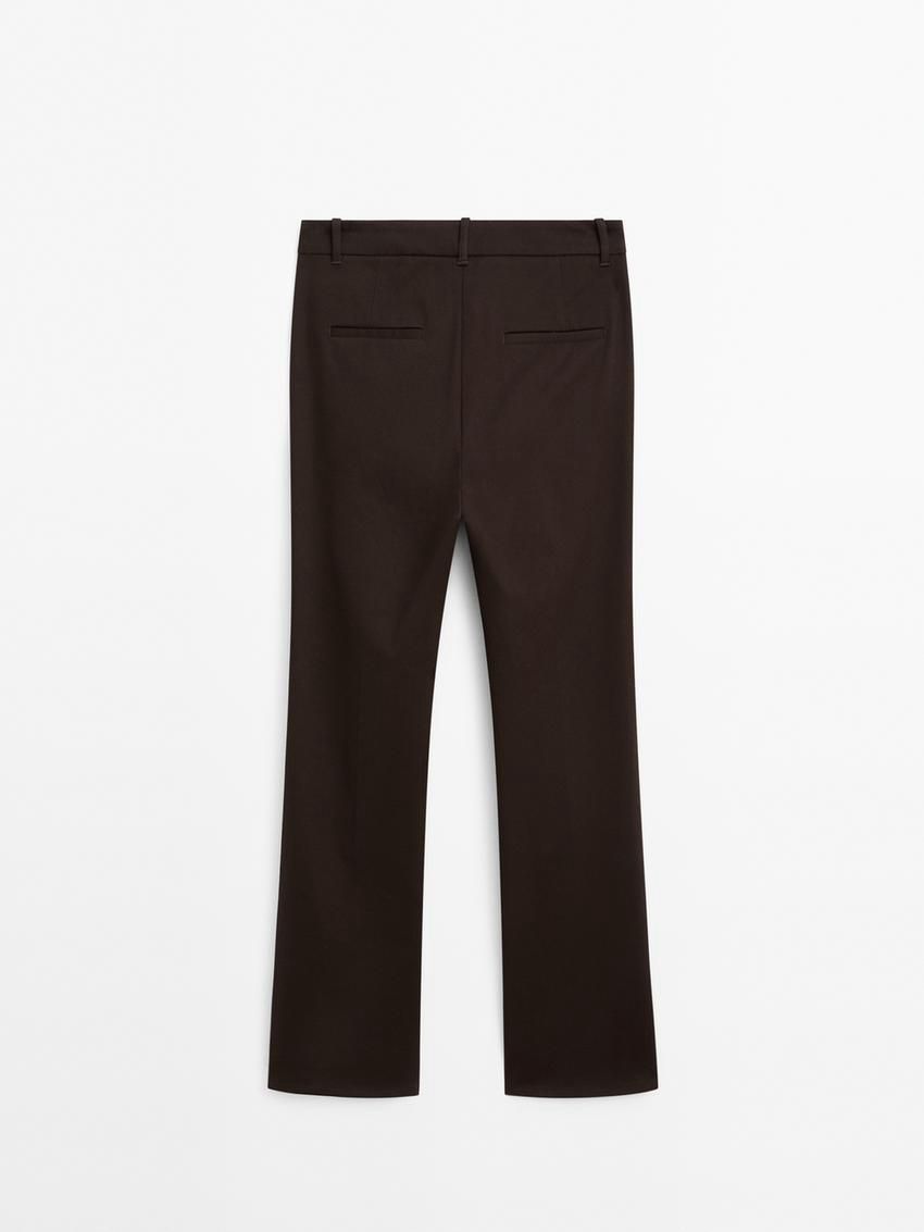 Massimo Dutti Low-rise Slim Fit Flared Women Trousers Chocolate | US-EH5389420