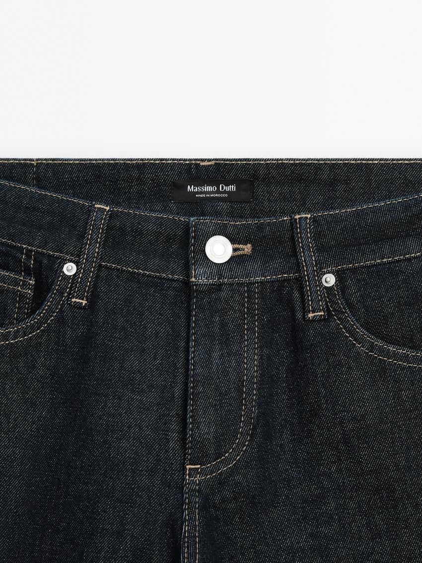 Massimo Dutti Low-rise Straight-leg Women Jeans Dark Blue | US-LD6798013