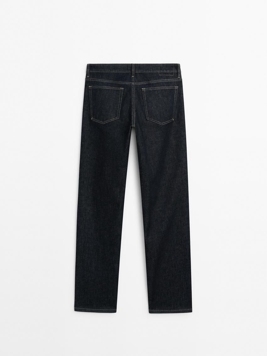 Massimo Dutti Low-rise Straight-leg Women Jeans Dark Blue | US-LD6798013