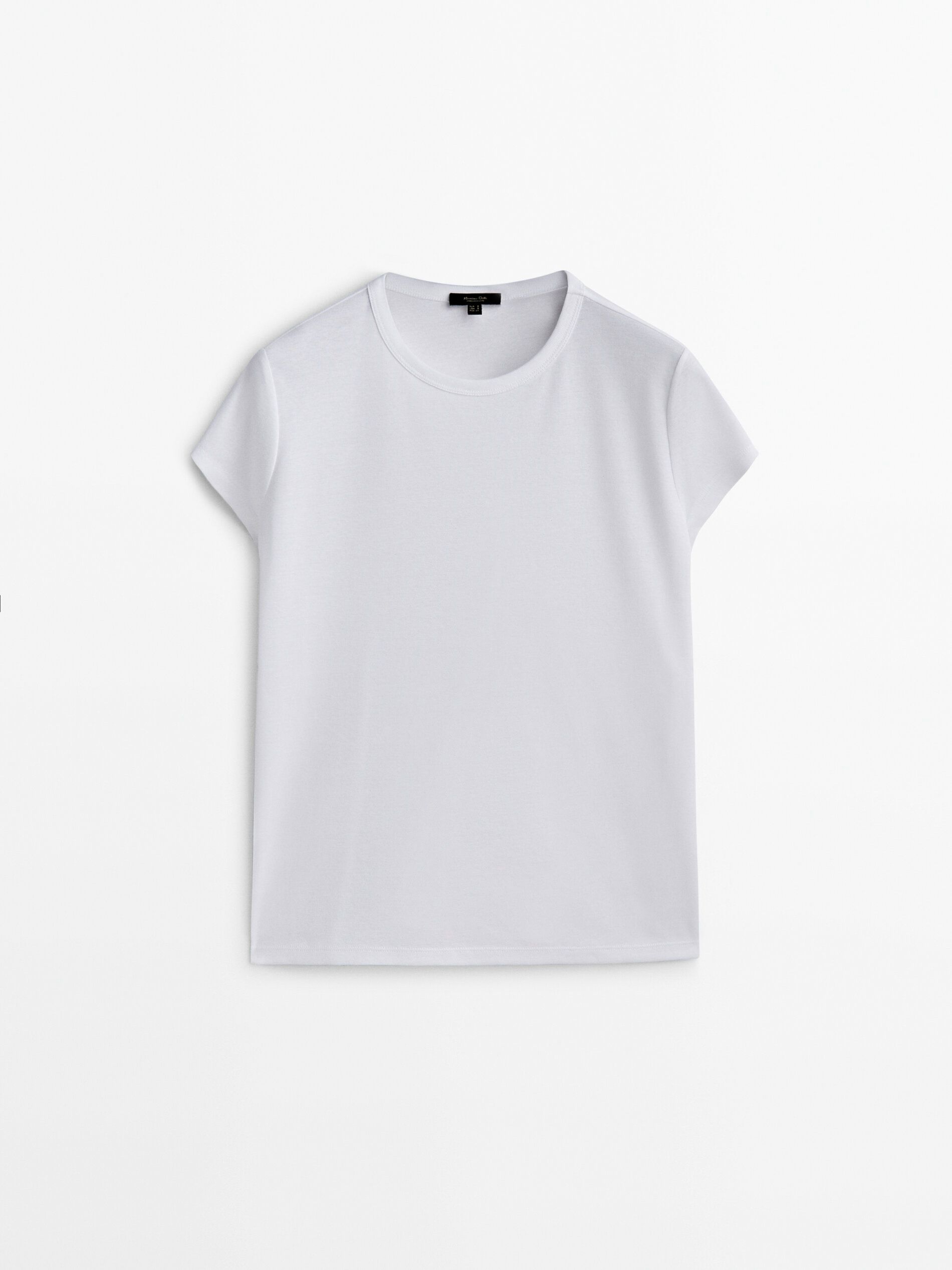 Massimo Dutti Mercerised Cotton Women T-Shirt White | US-VW5497032