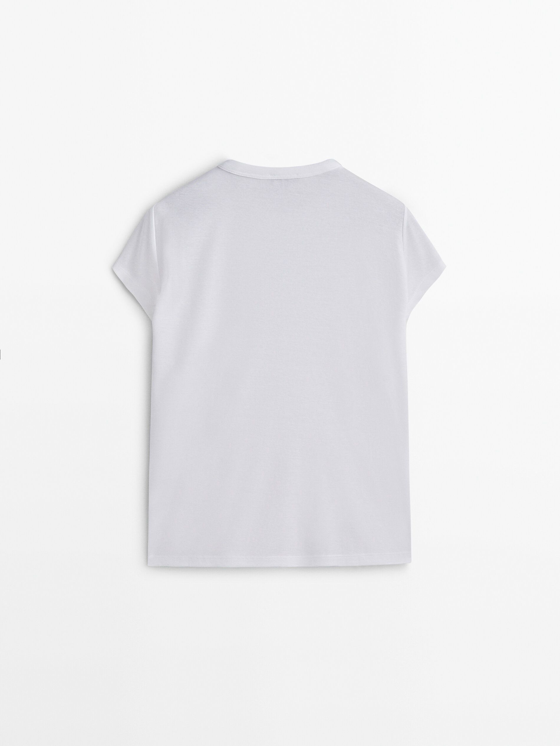 Massimo Dutti Mercerised Cotton Women T-Shirt White | US-VW5497032