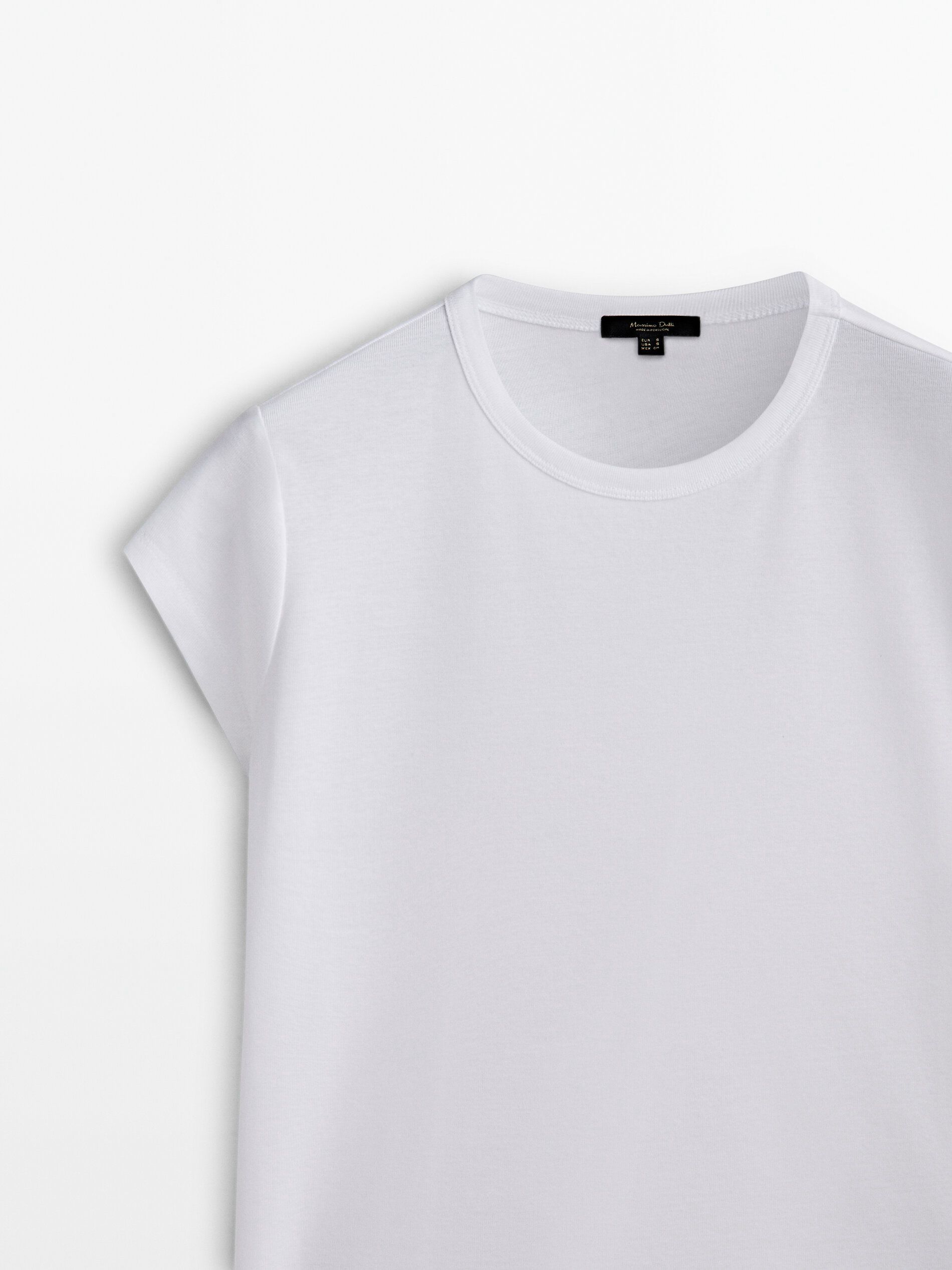 Massimo Dutti Mercerised Cotton Women T-Shirt White | US-VW5497032
