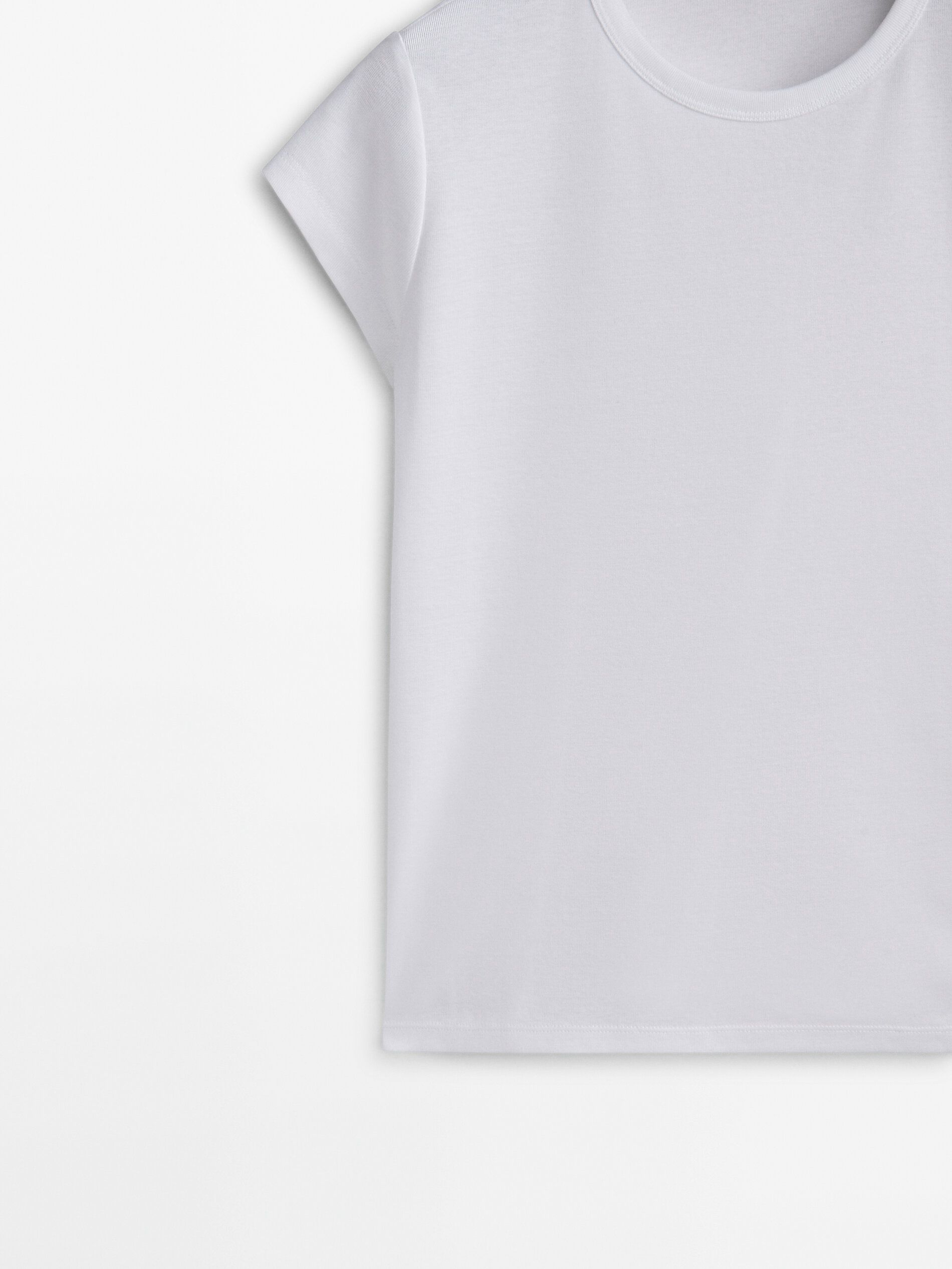 Massimo Dutti Mercerised Cotton Women T-Shirt White | US-VW5497032