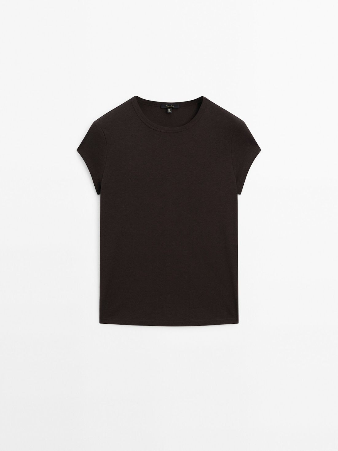 Massimo Dutti Mercerised Cotton Women T-Shirt Dark Brown | US-BL0124539