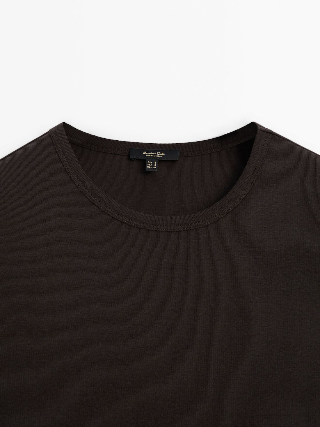 Massimo Dutti Mercerised Cotton Women T-Shirt Dark Brown | US-BL0124539