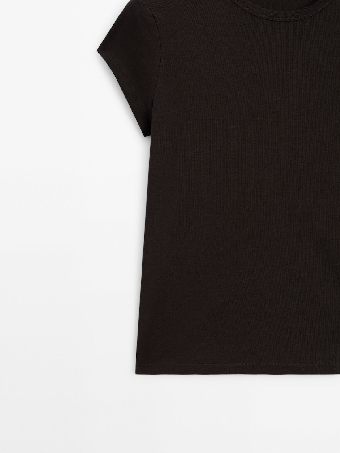 Massimo Dutti Mercerised Cotton Women T-Shirt Dark Brown | US-BL0124539