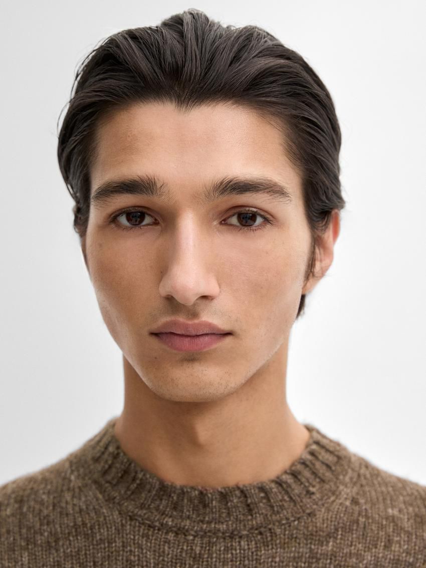 Massimo Dutti Merino Wool Blend Knit Men Sweater Brown | US-WT2593164