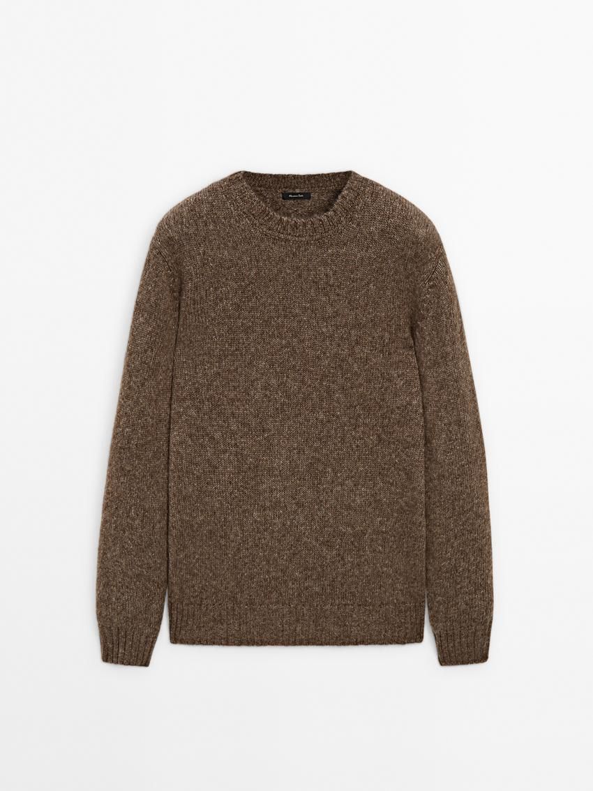 Massimo Dutti Merino Wool Blend Knit Men Sweater Brown | US-WT2593164