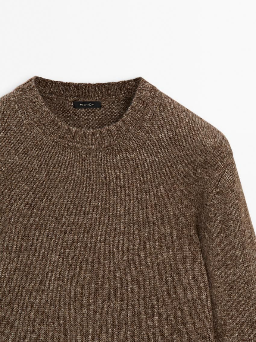 Massimo Dutti Merino Wool Blend Knit Men Sweater Brown | US-WT2593164