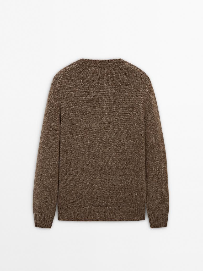 Massimo Dutti Merino Wool Blend Knit Men Sweater Brown | US-WT2593164