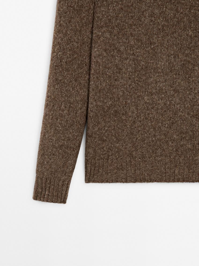 Massimo Dutti Merino Wool Blend Knit Men Sweater Brown | US-WT2593164