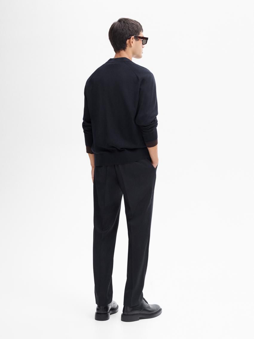 Massimo Dutti Merino Wool Men Cardigan Black | US-TJ2935761