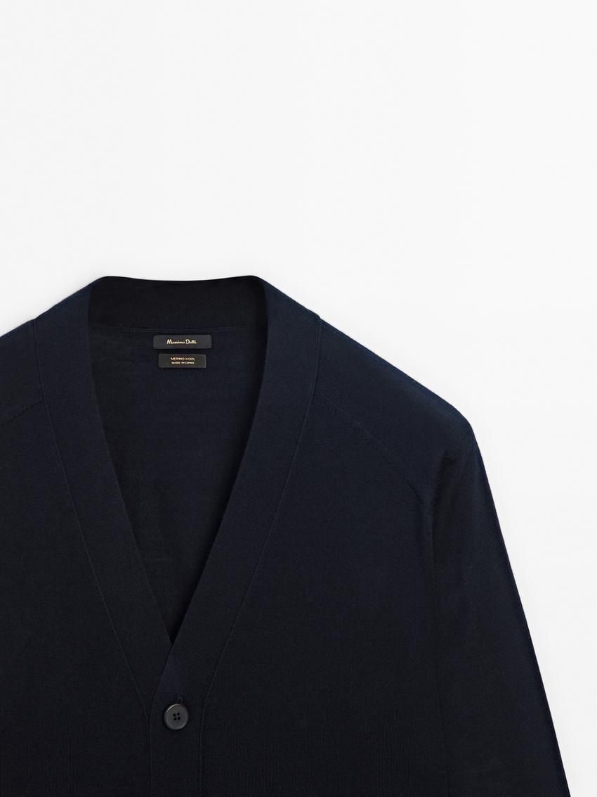 Massimo Dutti Merino Wool Men Cardigan Black | US-TJ2935761