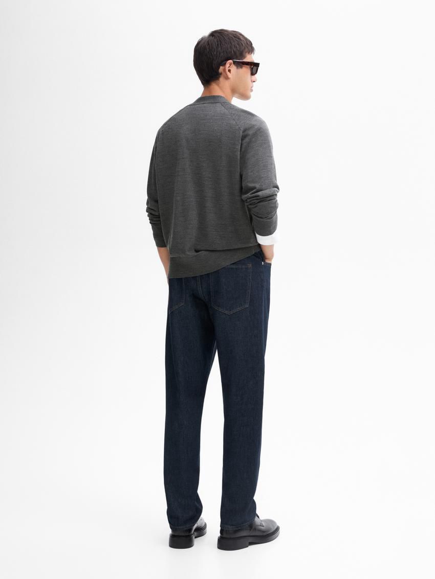 Massimo Dutti Merino Wool Men Cardigan Dark Grey | US-DL2905318