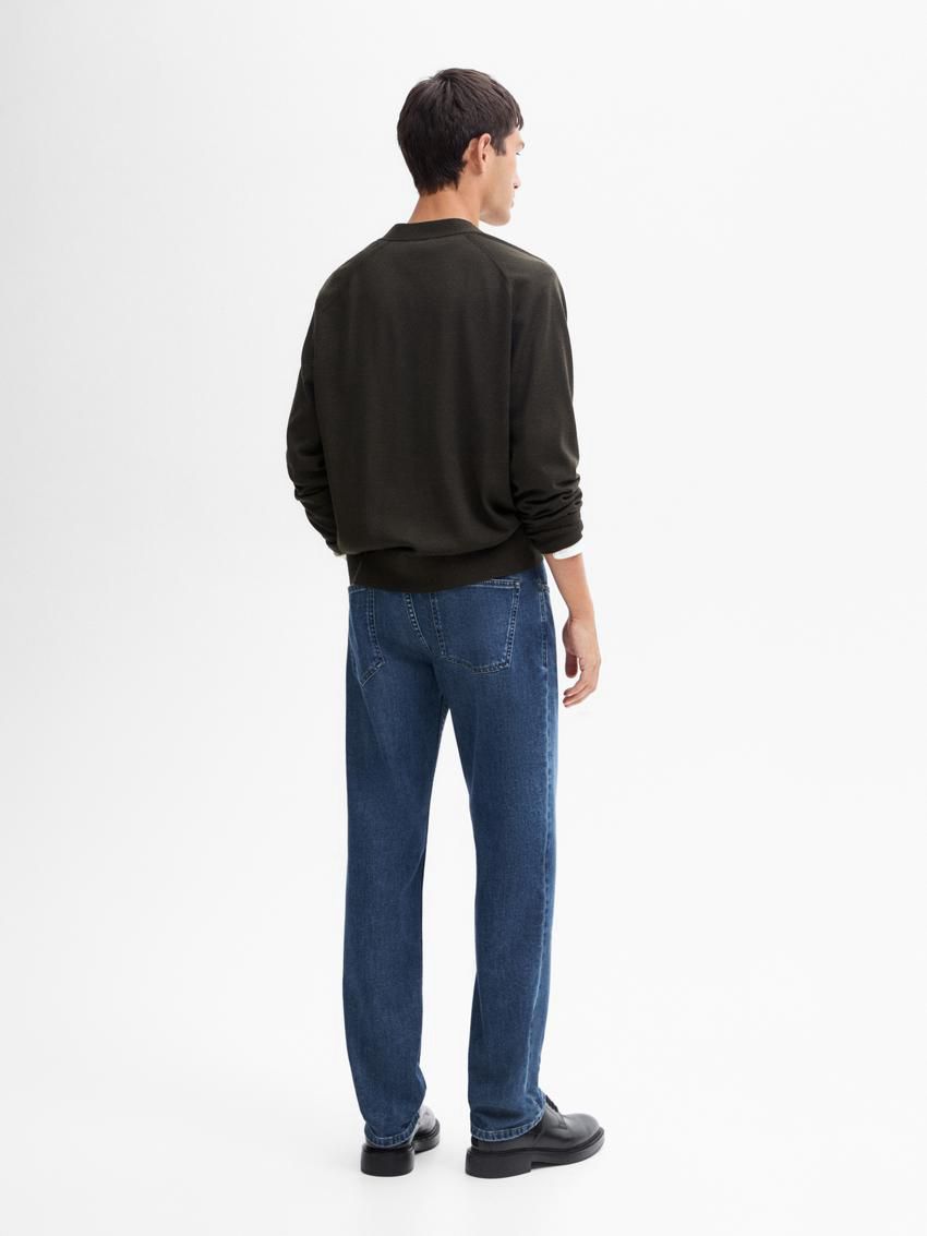 Massimo Dutti Merino Wool Men Cardigan Dark Khaki | US-XB0849231