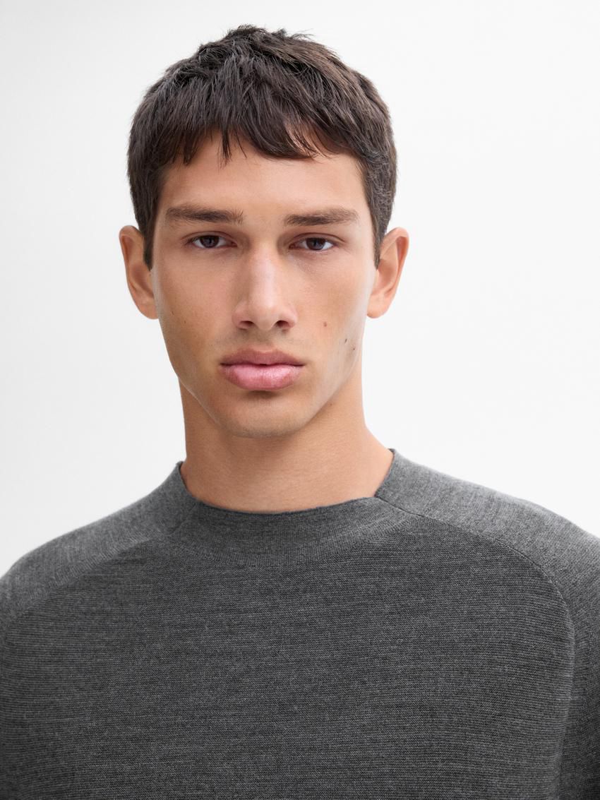 Massimo Dutti Merino Wool Men Jumpers Dark Grey | US-SC1795836