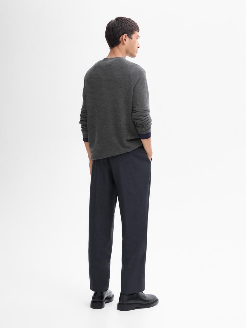 Massimo Dutti Merino Wool Men Jumpers Dark Grey | US-SC1795836