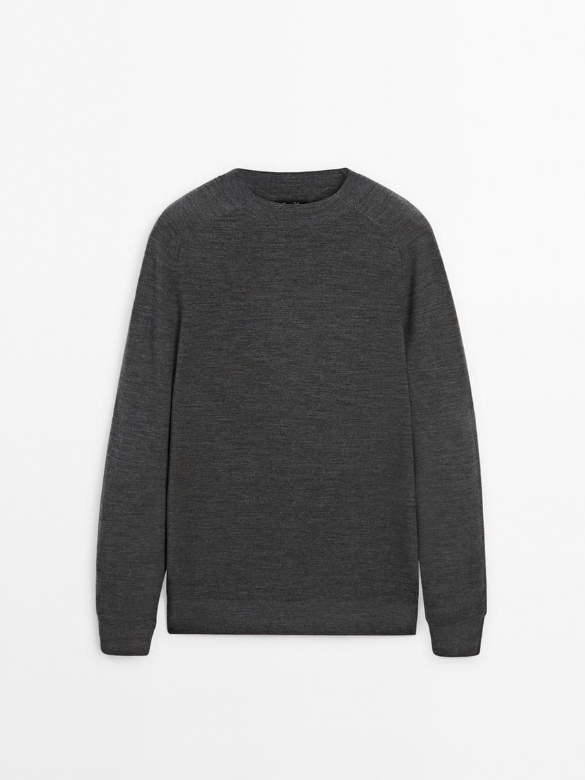 Massimo Dutti Merino Wool Men Jumpers Dark Grey | US-SC1795836