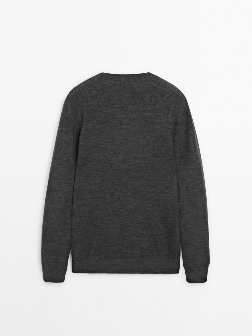 Massimo Dutti Merino Wool Men Jumpers Dark Grey | US-SC1795836