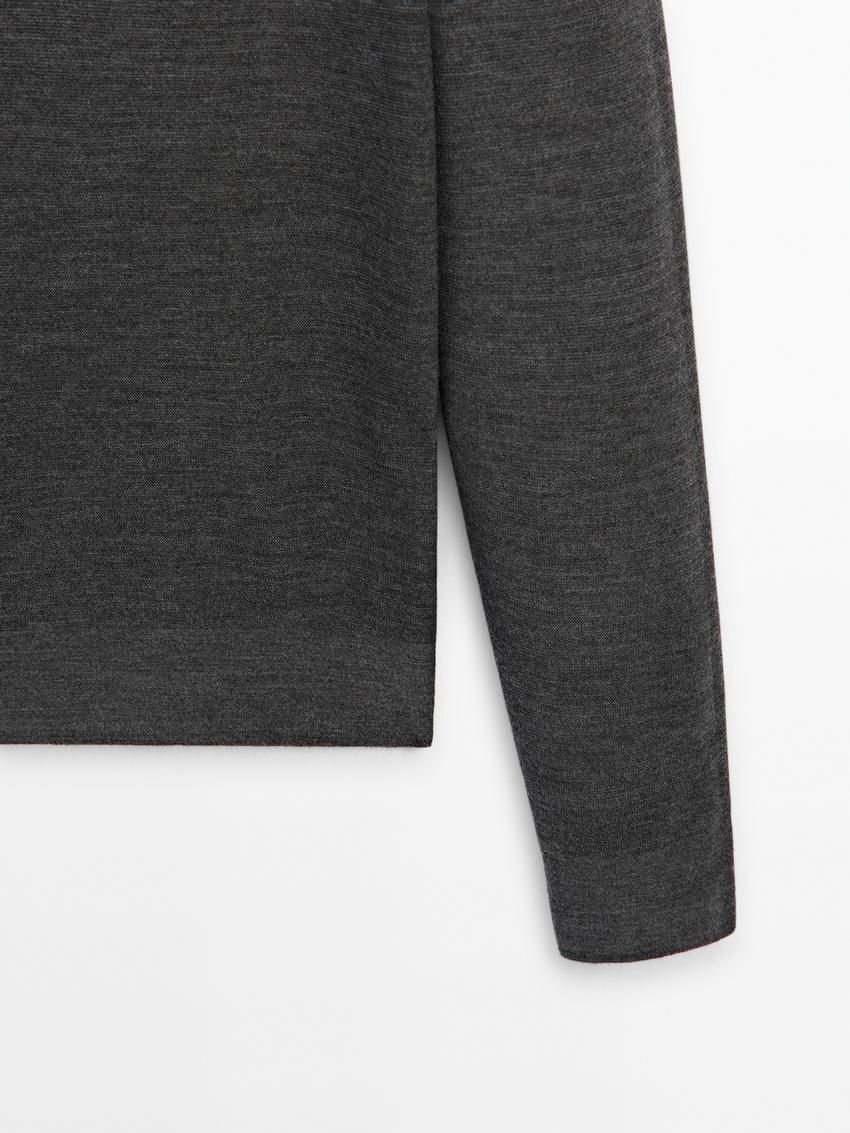 Massimo Dutti Merino Wool Men Jumpers Dark Grey | US-SC1795836