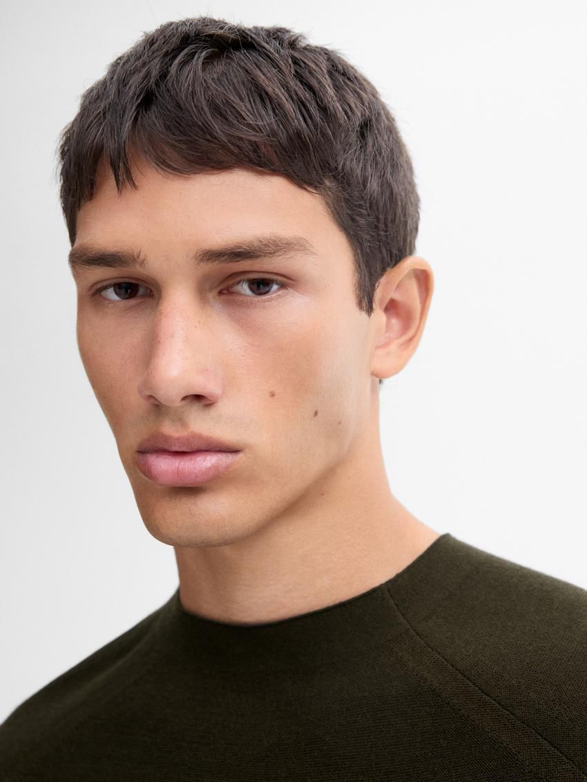 Massimo Dutti Merino Wool Men Jumpers Dark Khaki | US-CX5093746