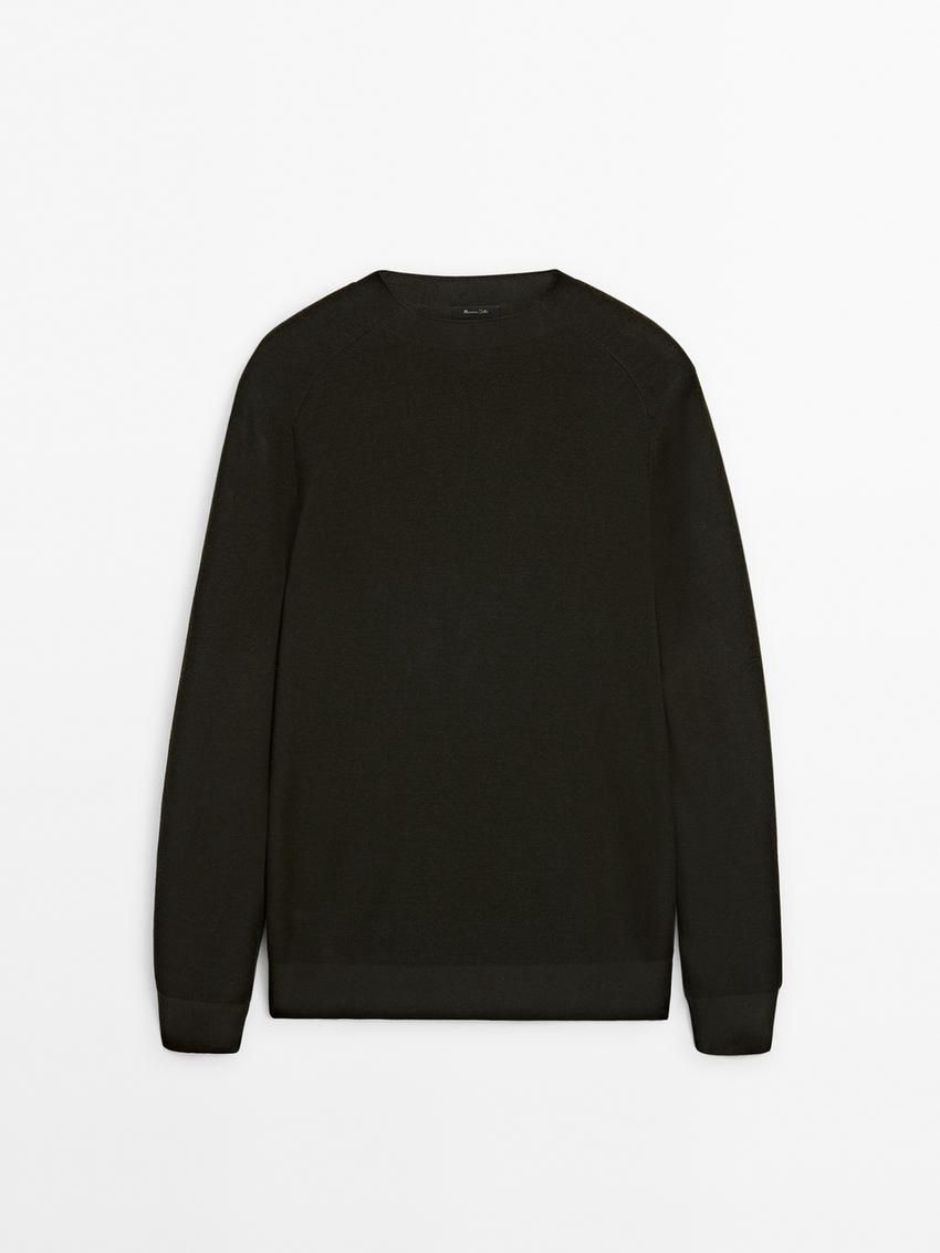 Massimo Dutti Merino Wool Men Jumpers Dark Khaki | US-CX5093746