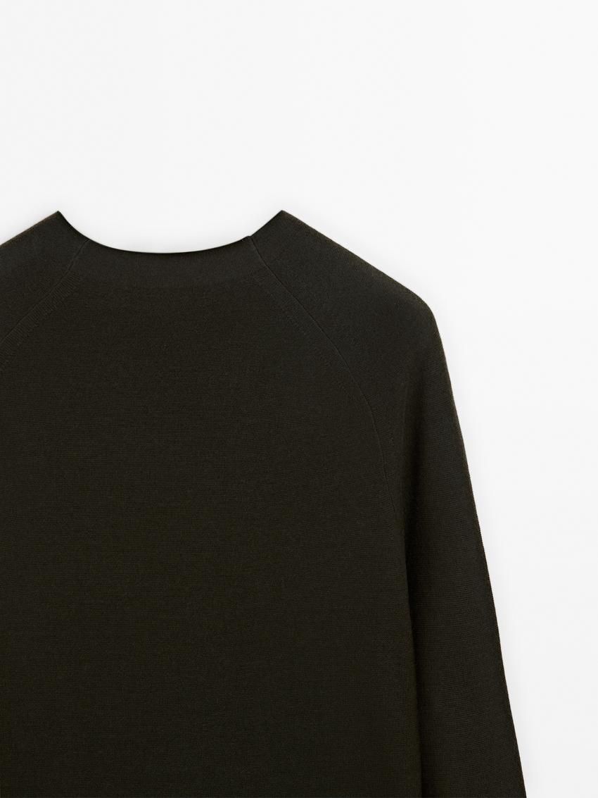 Massimo Dutti Merino Wool Men Jumpers Dark Khaki | US-CX5093746