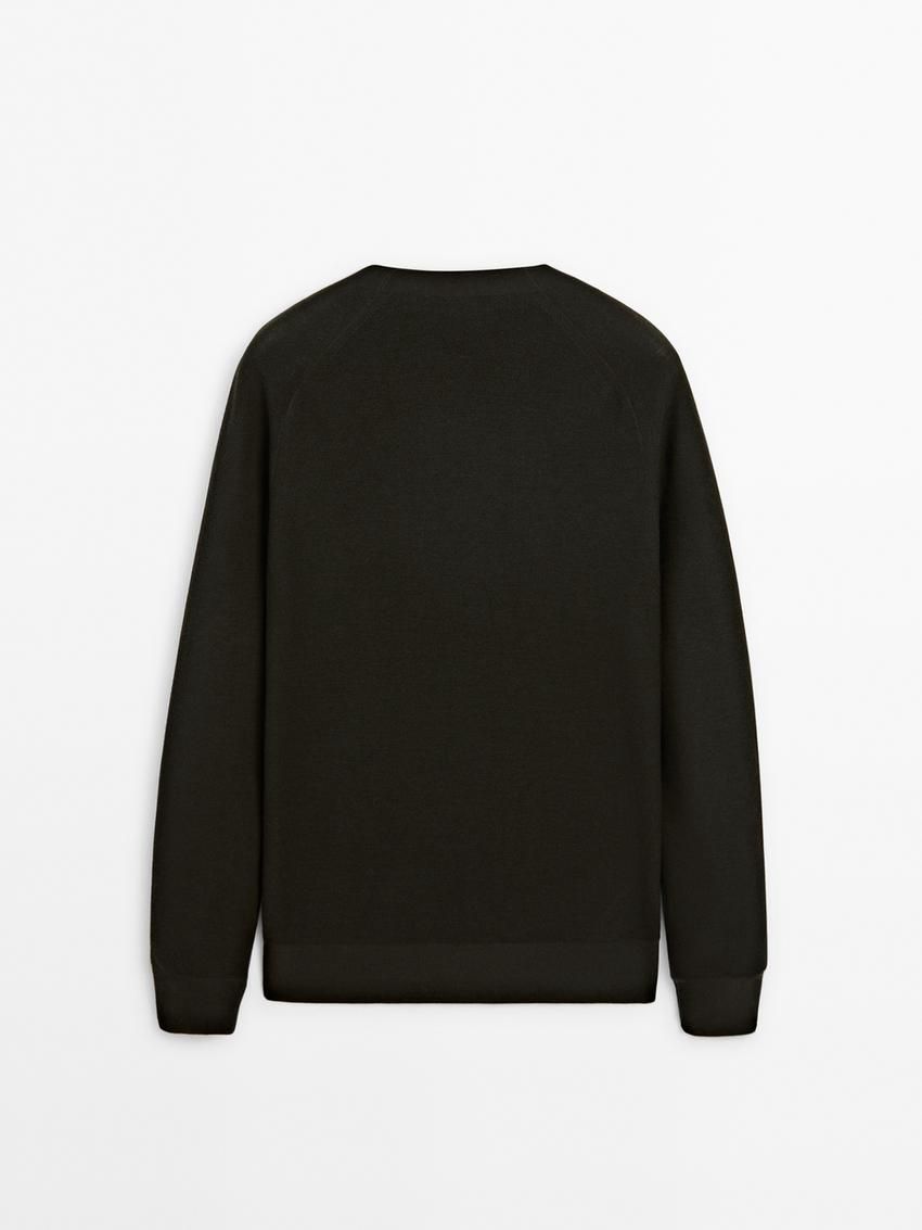 Massimo Dutti Merino Wool Men Jumpers Dark Khaki | US-CX5093746