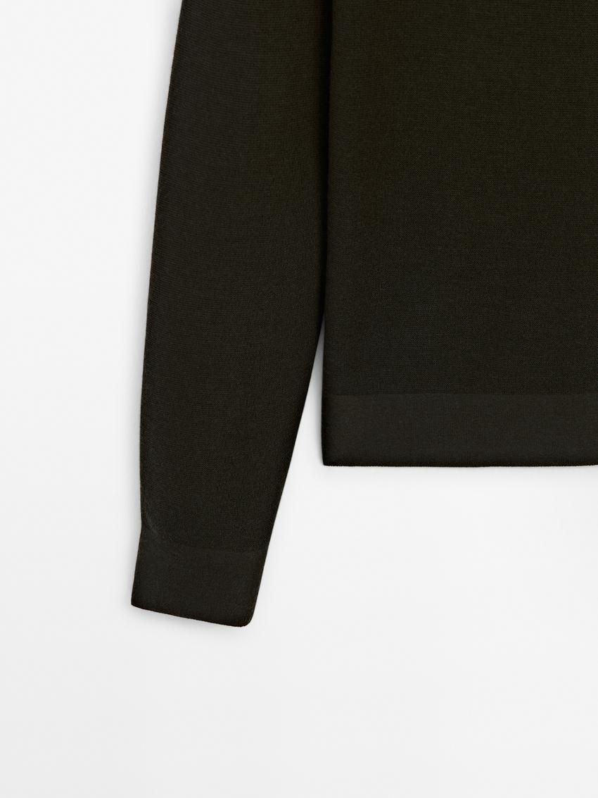 Massimo Dutti Merino Wool Men Jumpers Dark Khaki | US-CX5093746